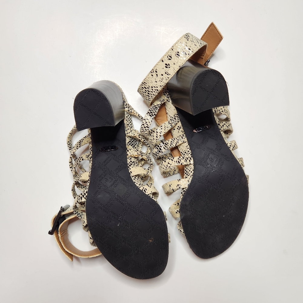 Vionic White & Black Snake Reptile Print Sami Block Heel Sandals Womens Size 9.5 - Picture 7 of 8